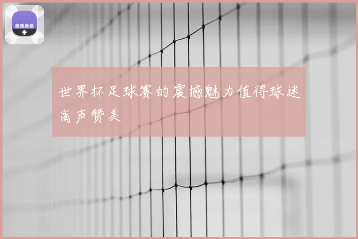 世界杯足球赛的震撼魅力值得球迷高声赞美